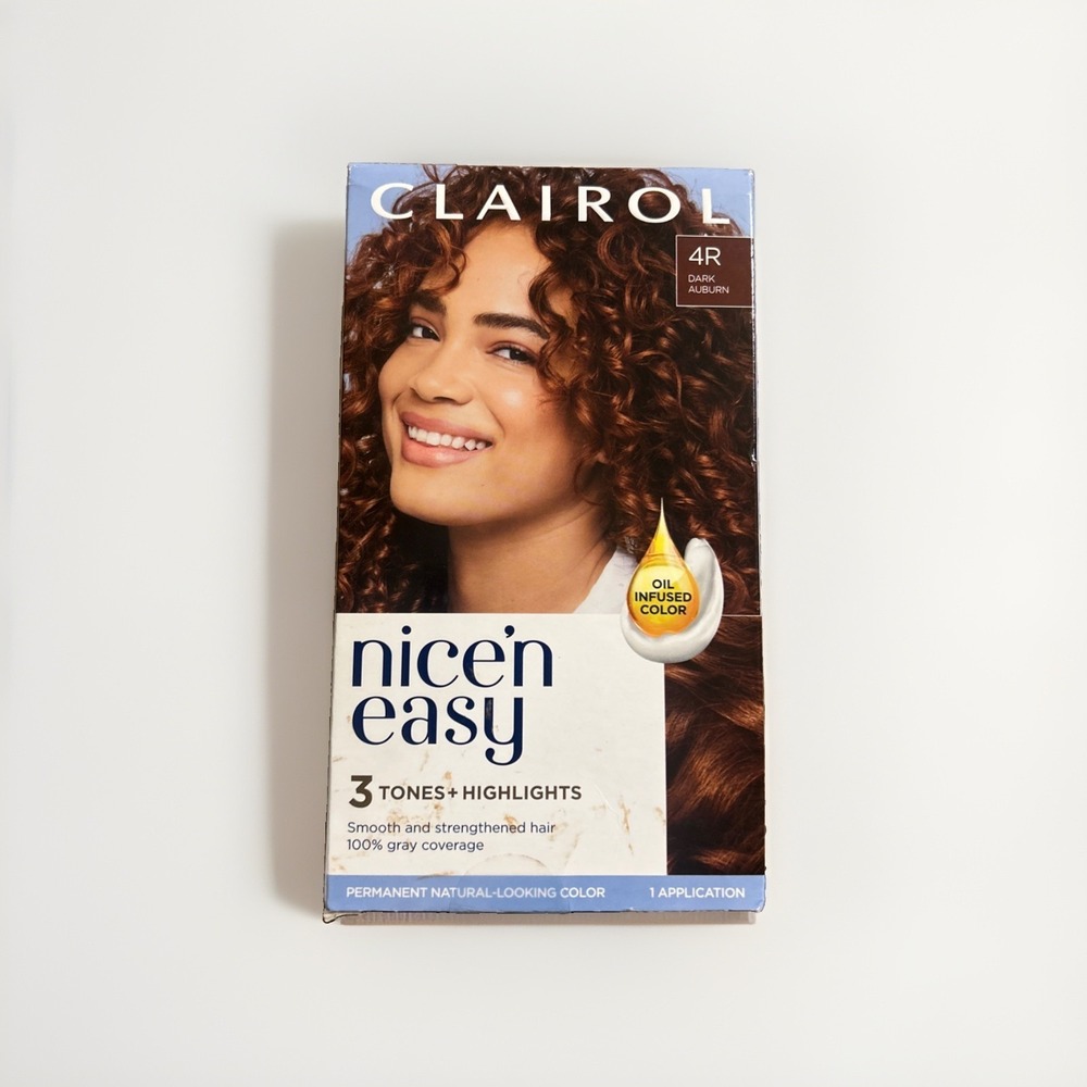 Clairol Nice 'n Easy 4R DARK AUBURN Permanent Hair Color Dye, Reddish Brown NIB